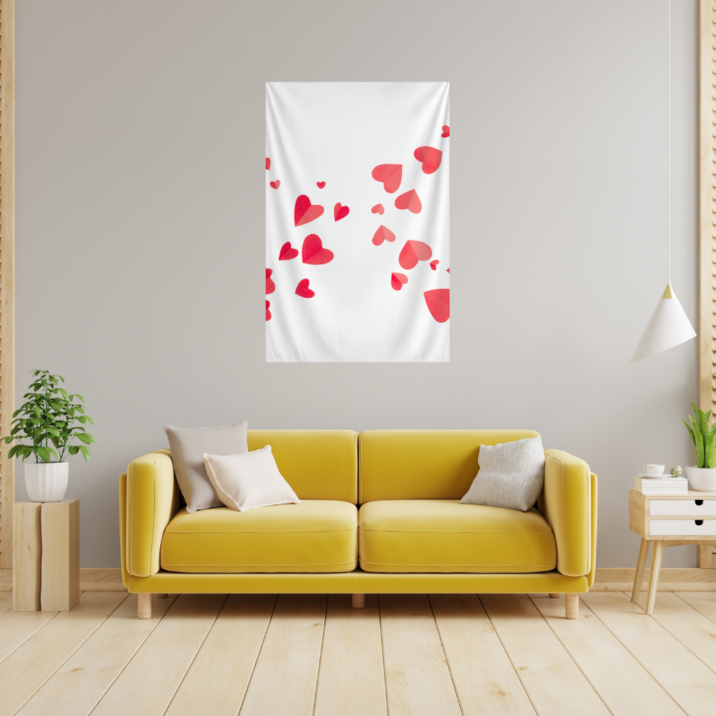 Red Hearts Frame Design Wall Tapestry