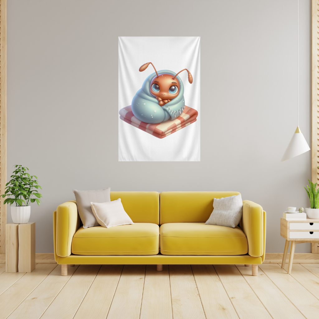 Kawaii Baby Ant Wrapped in Blanket Wall Tapestry