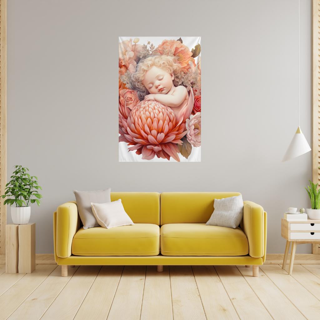 Ethereal Cottagecore Sleeping Baby Wall Tapestry