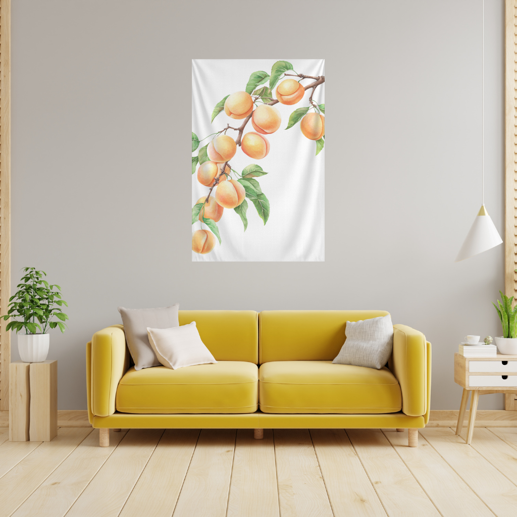 Ripe Orange Apricot Fruit Branch Wall Tapestry