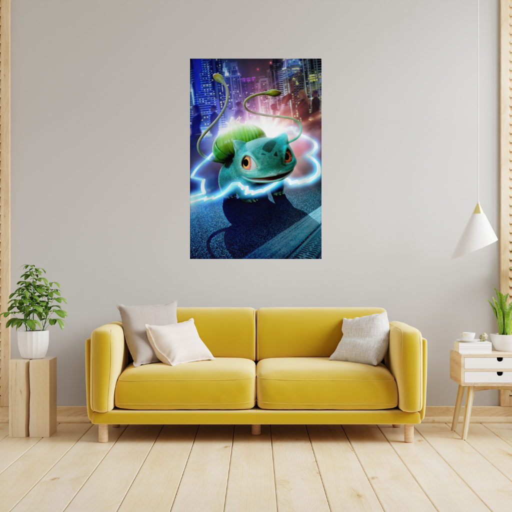 Gece Şehrinde Parlayan Neon Canavar Duvar Örtüsü