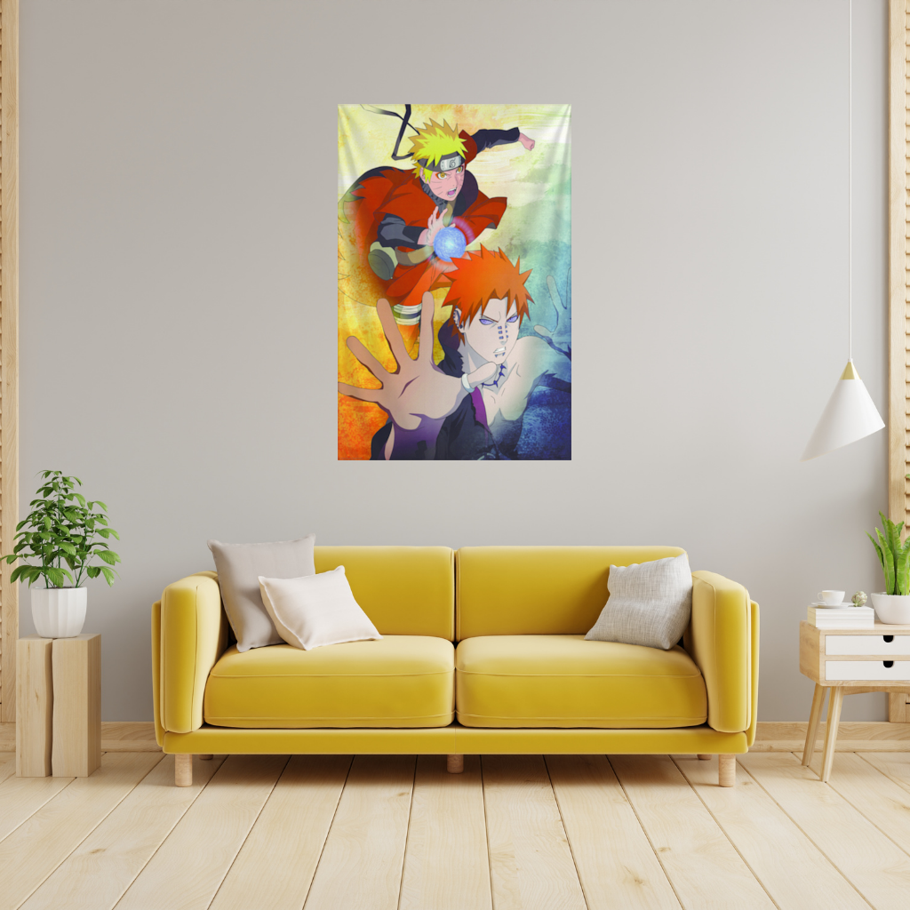 Turuncu Ninja Enerji Küresi Düellosu Duvar Örtüsü