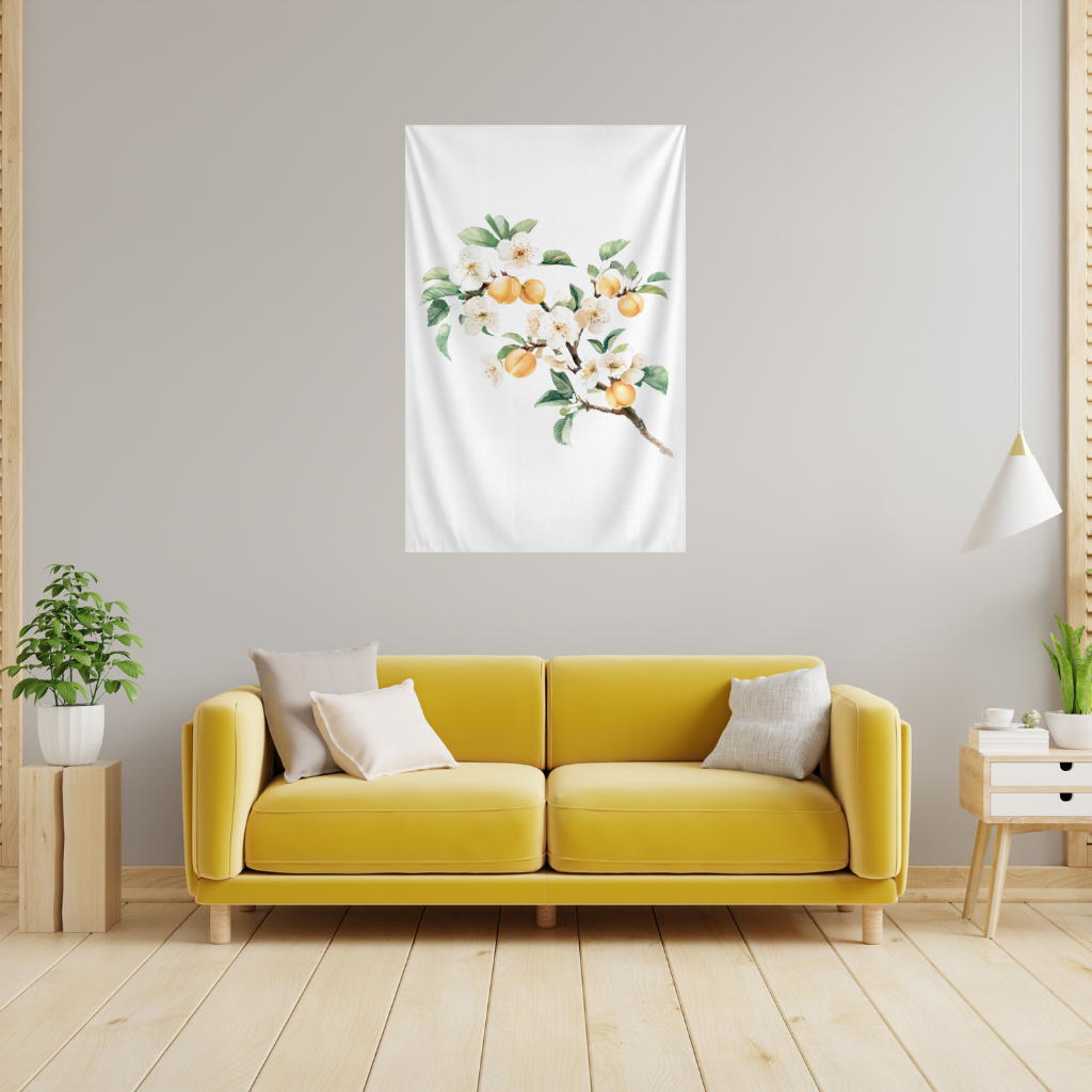 Kayısı Çiçeği ve Meyve Dalı Duvar Örtüsü