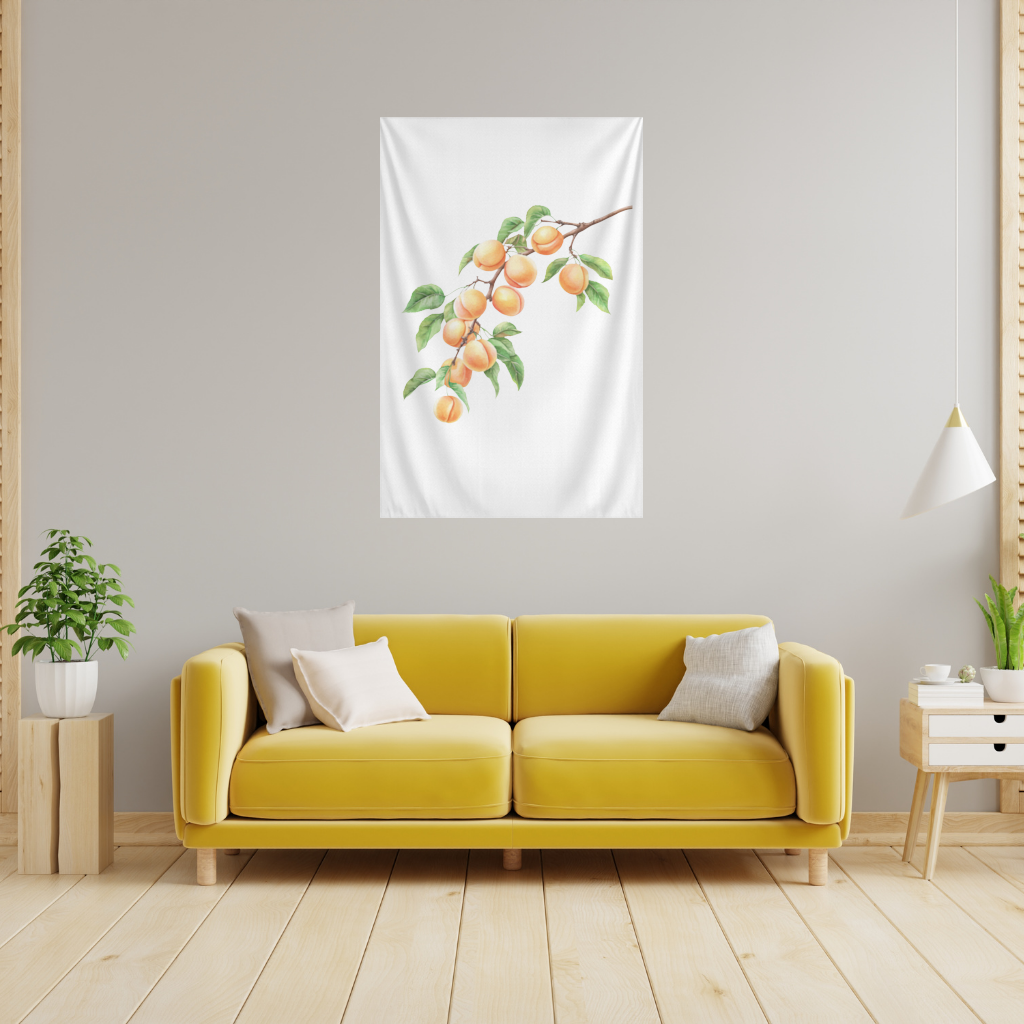 Ripe Orange Apricot Fruit Branch Wall Tapestry