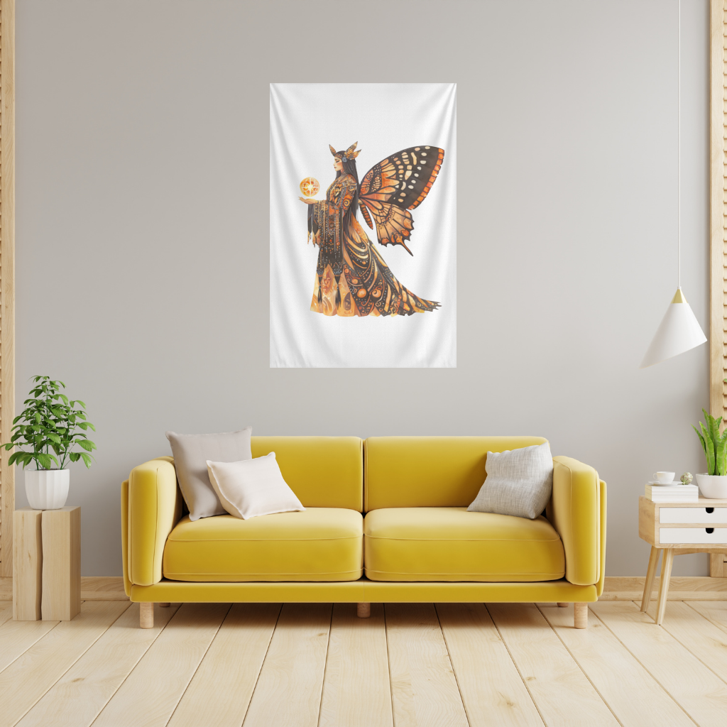 Monarch Kelebek Kanatlı Tanrıça Duvar Örtüsü