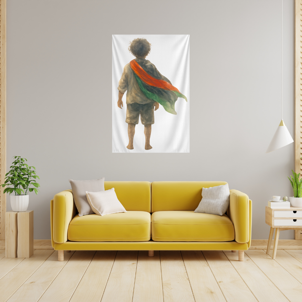 Dünyaya Arkasını Dönmüş Filistinli Çocuk Duvar Örtüsü