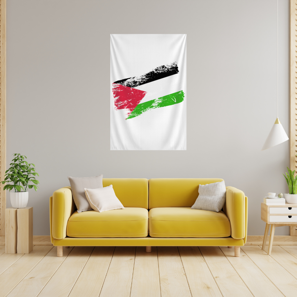 Palestine Resistance Flag Brush Stroke Wall Tapestry