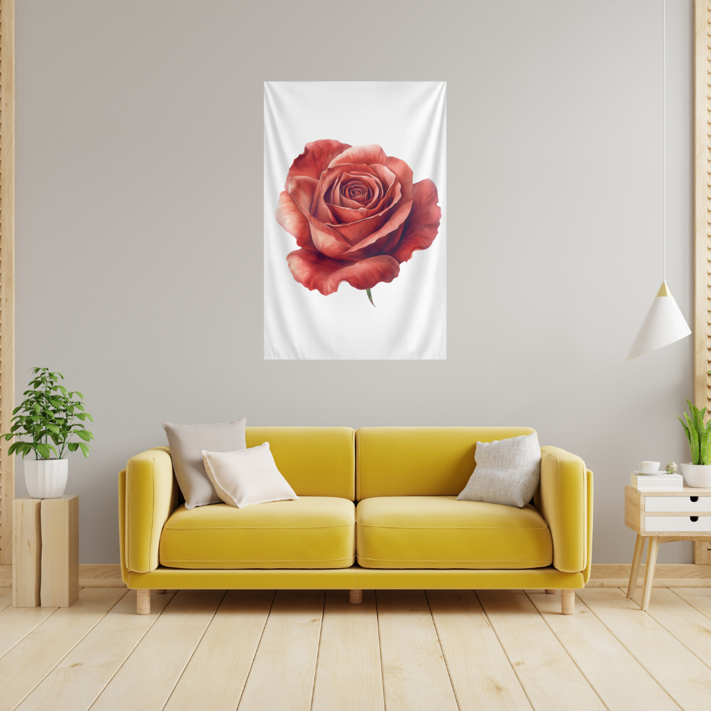 Crimson Red Rose Wall Tapestry