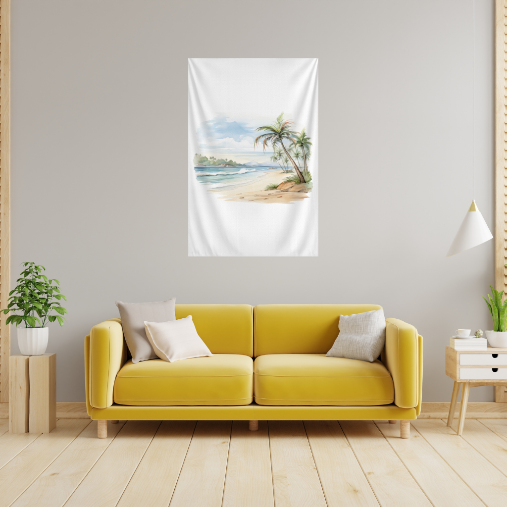 Tropical Palm Tree Beach Wall Tapestry