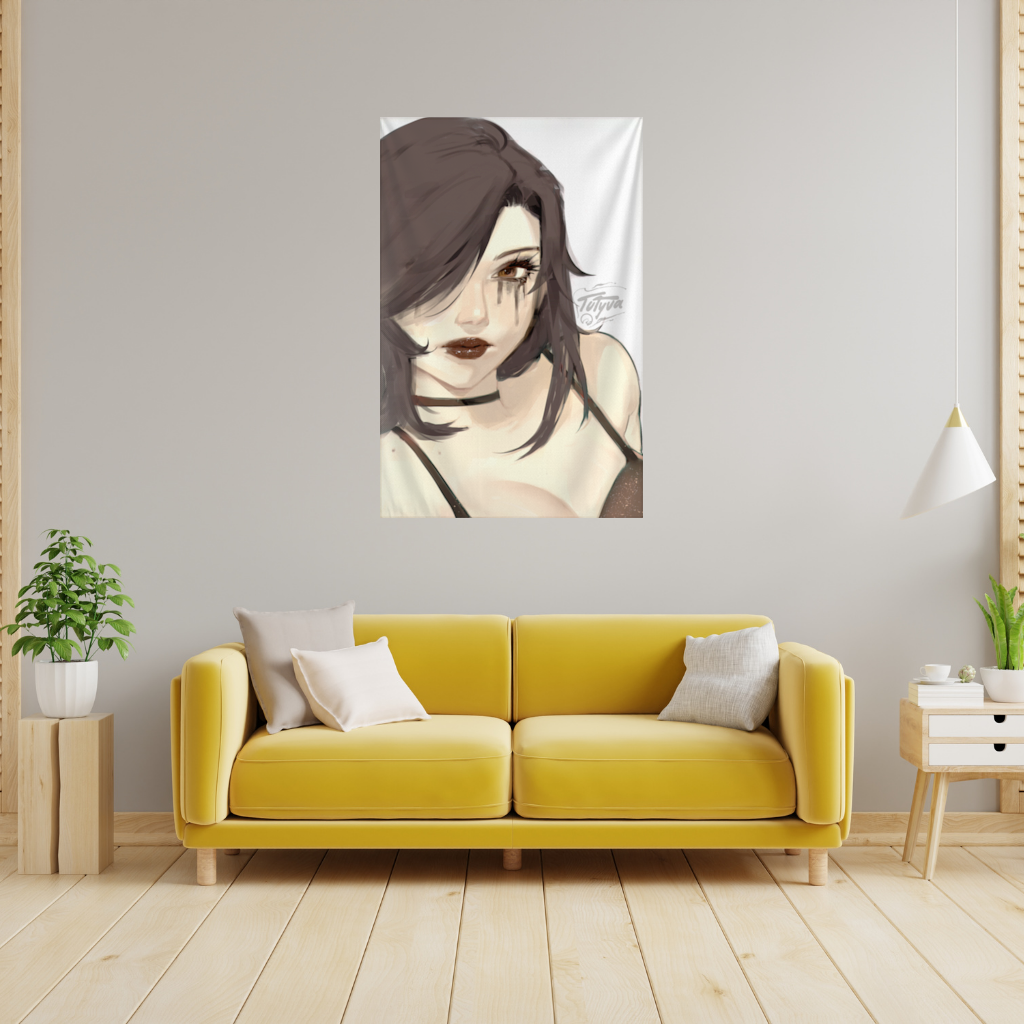Goth Anime Girl Wall Tapestry