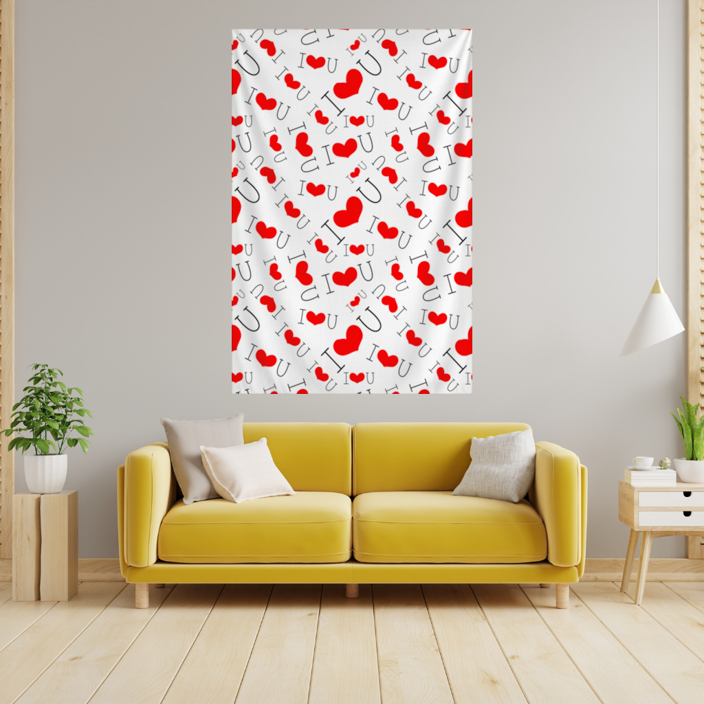 Valentines Day I Love You Heart Pattern Romantic Design Wall Tapestry