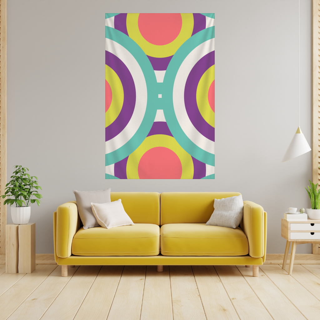 Colorful Geometric Circle Pattern Wall Tapestry