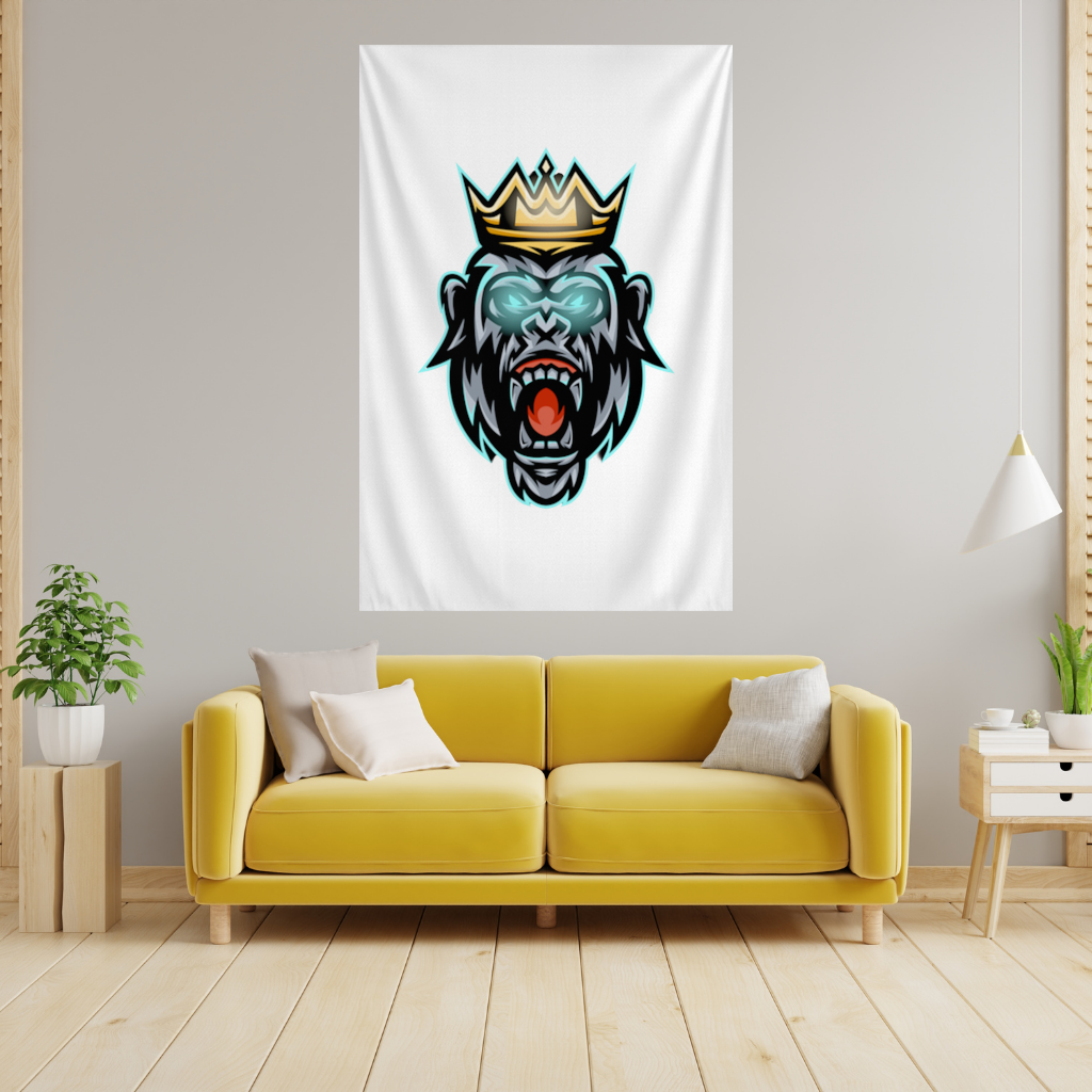 Angry Gorilla King with Crown Graphic - Neon Mascot Design 