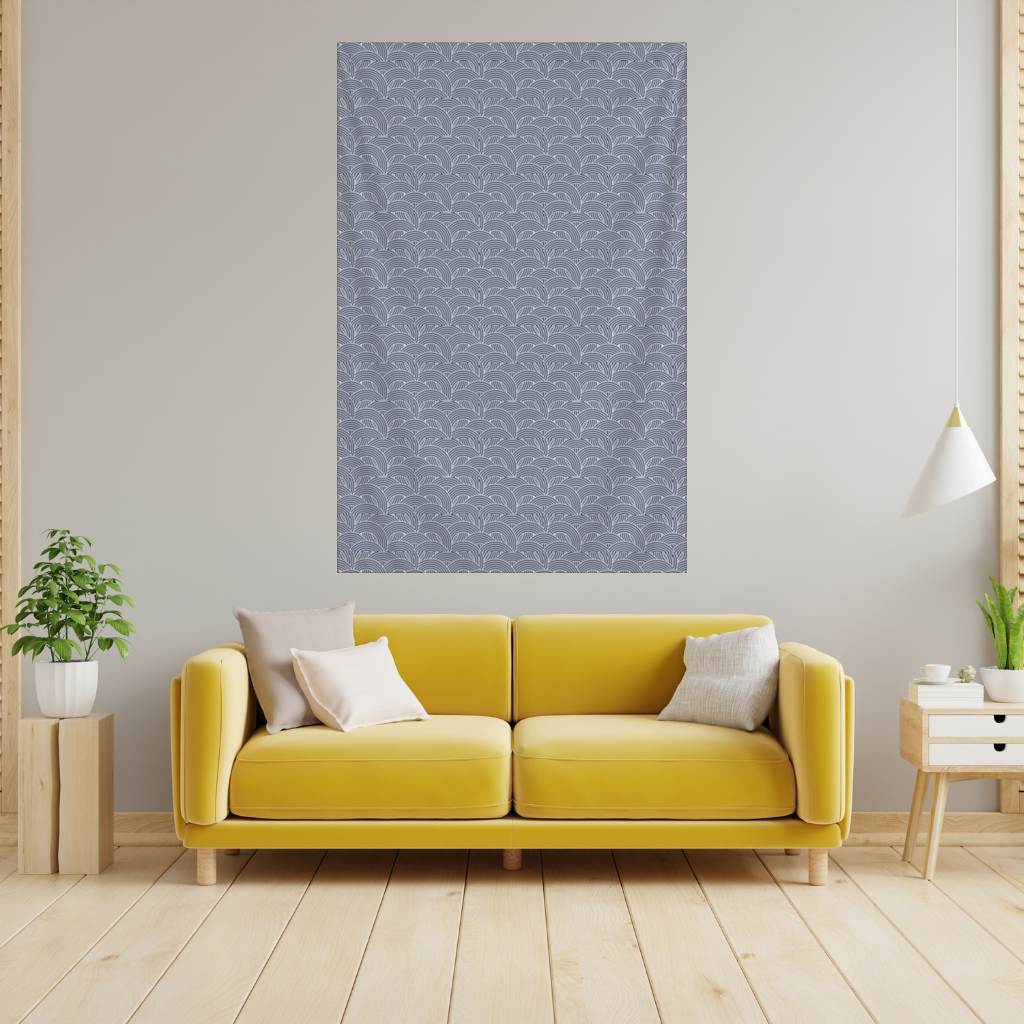 Navy and White Semi Circle Geometric Pattern 