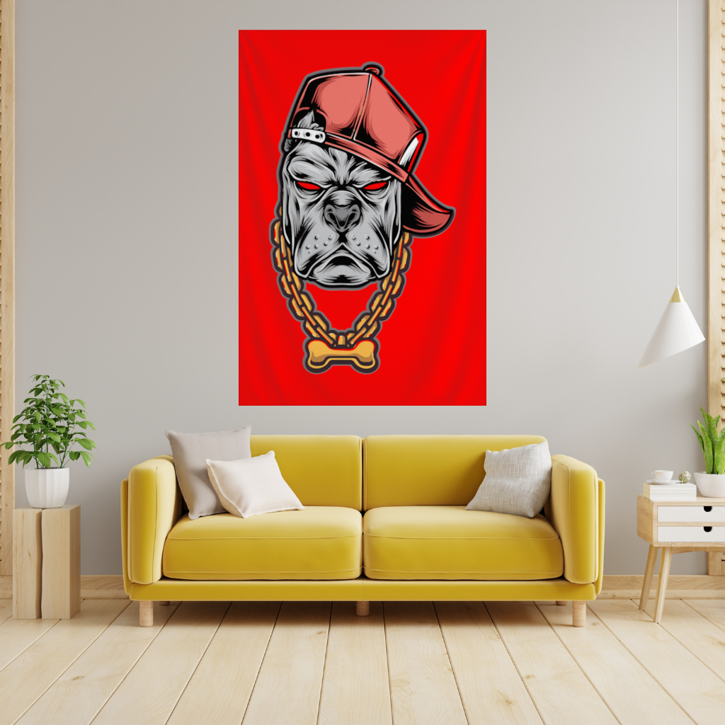 Hip Hop Tarzı Gangster Köpek İllüstrasyonu Duvar Örtüsü
