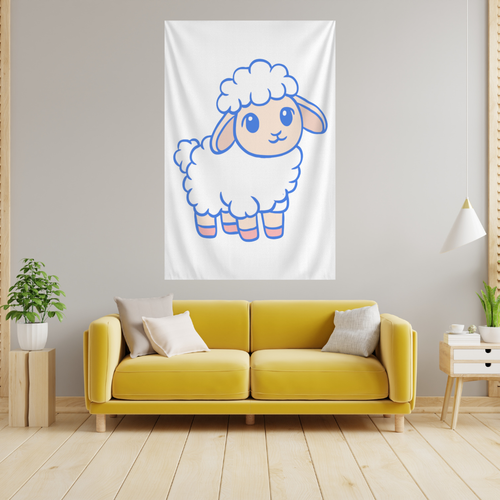 Cute Kawaii Lamb Wall Tapestry