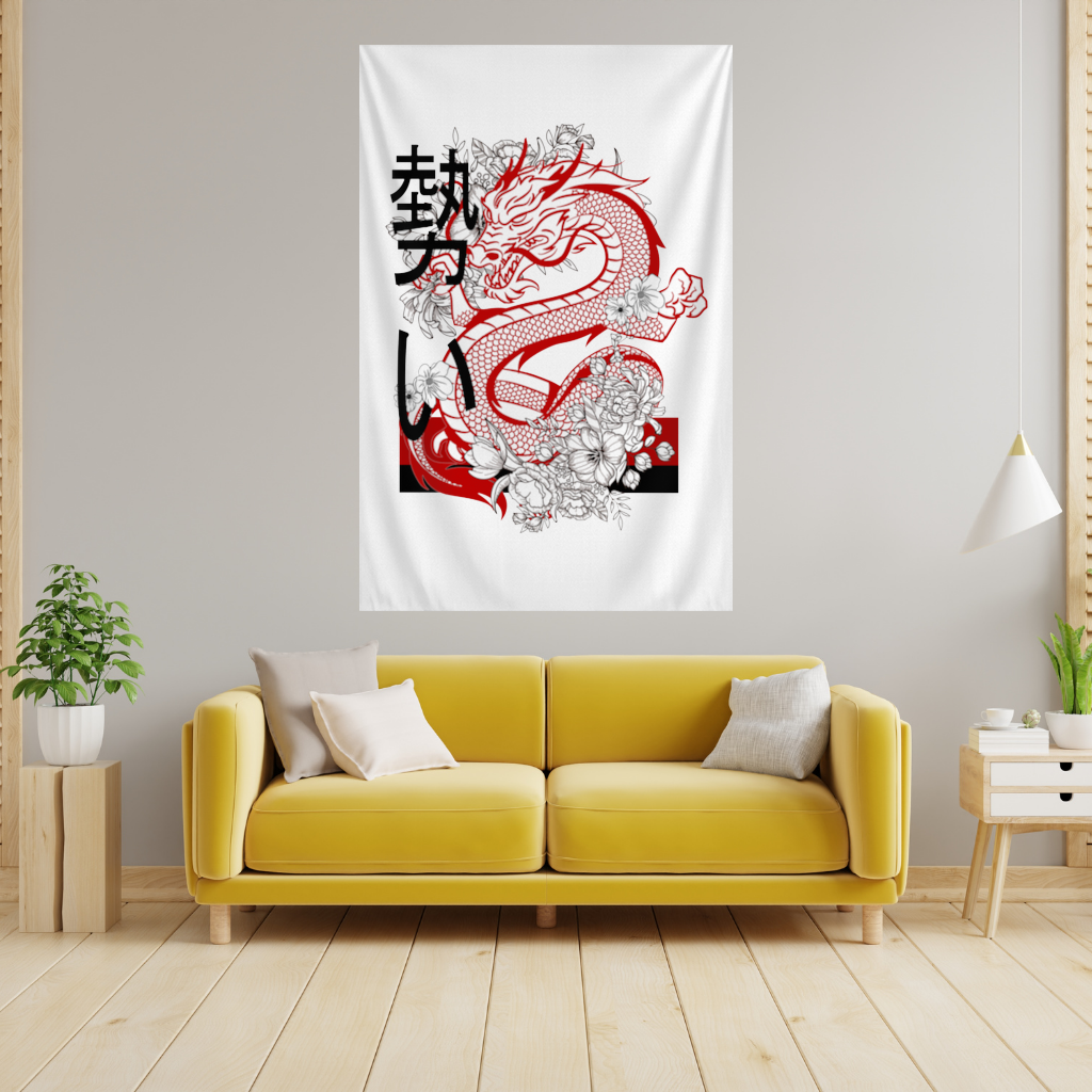 Japanese Dragon with Floral Design 