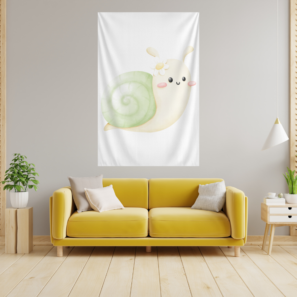 Cute Snail Illustration Wall Tapestry