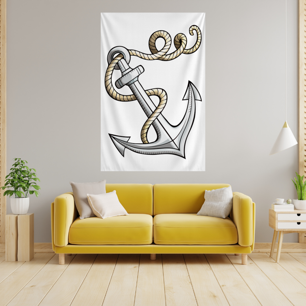 Denizci Çapası ve Halat Dövme Tasarımı Duvar Örtüsü