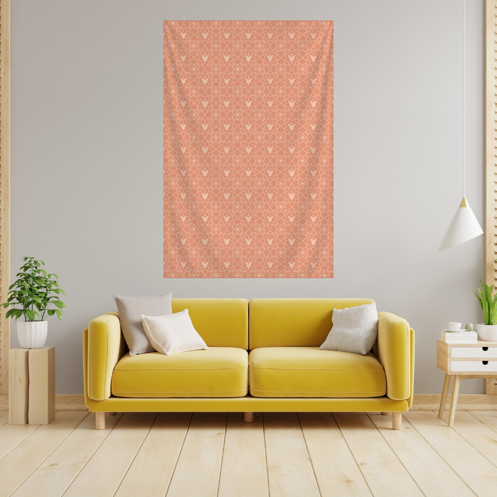 Modern Geometric Linear Terracotta Pattern Wall Tapestry