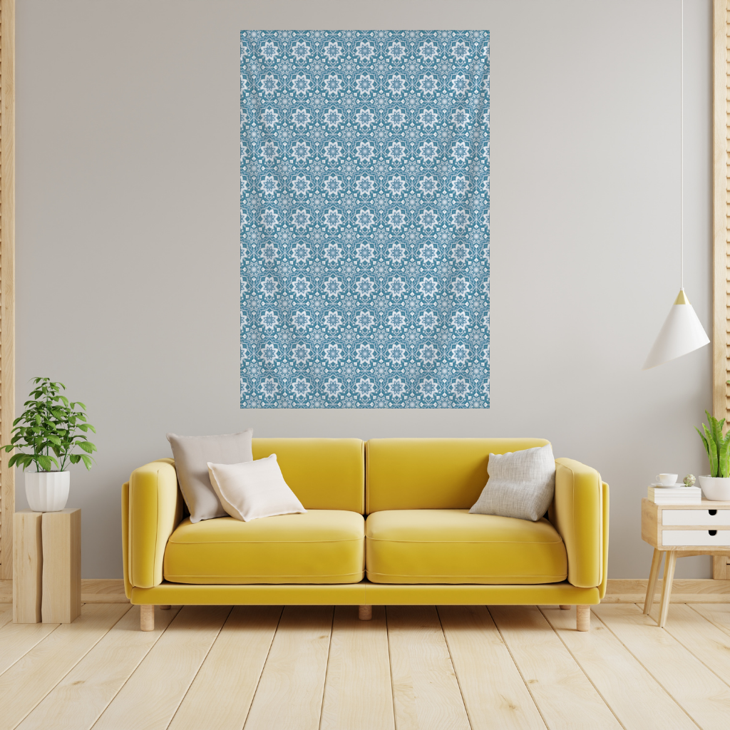 Elegant Blue Mandala Pattern Wall Tapestry
