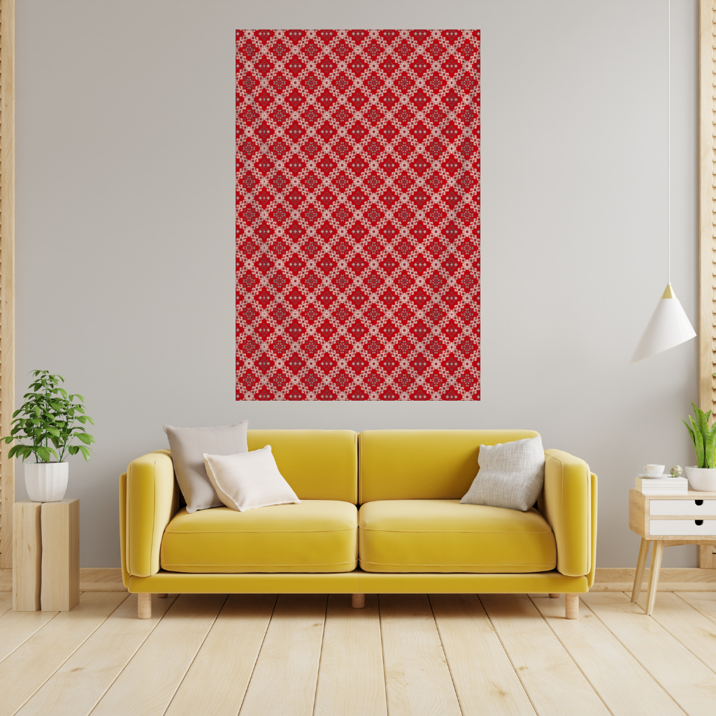 Red Ethnic Embroidery Pattern Wall Tapestry