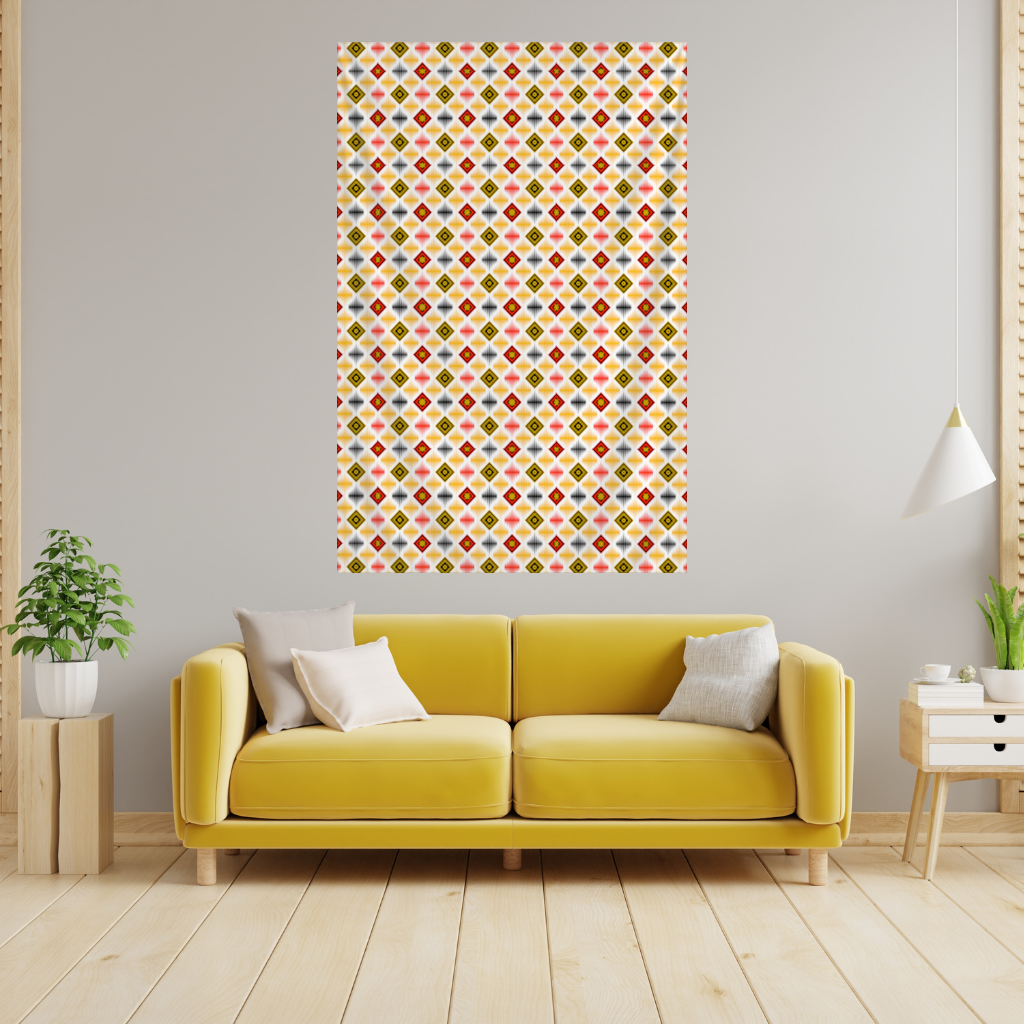 Vibrant Ethnic Geometric Motif Wall Tapestry