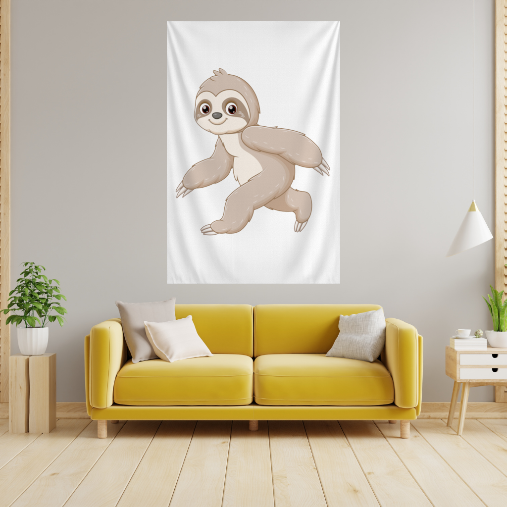 Neşeli Yürüyen Sevimli Tembel Hayvan Duvar Örtüsü