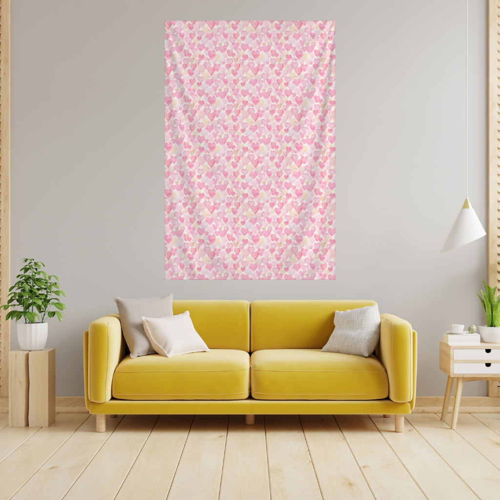 Watercolor Pink Hearts 