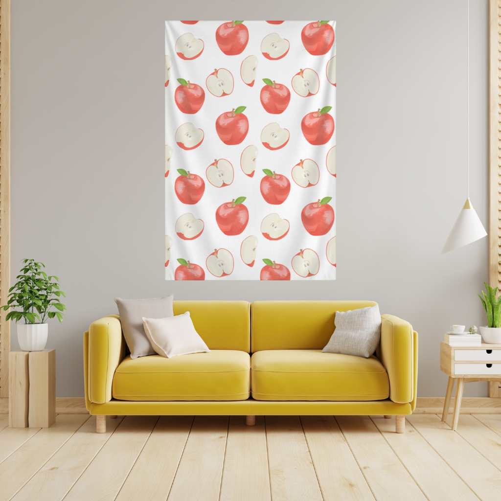 Red Apple Slices Wall Tapestry