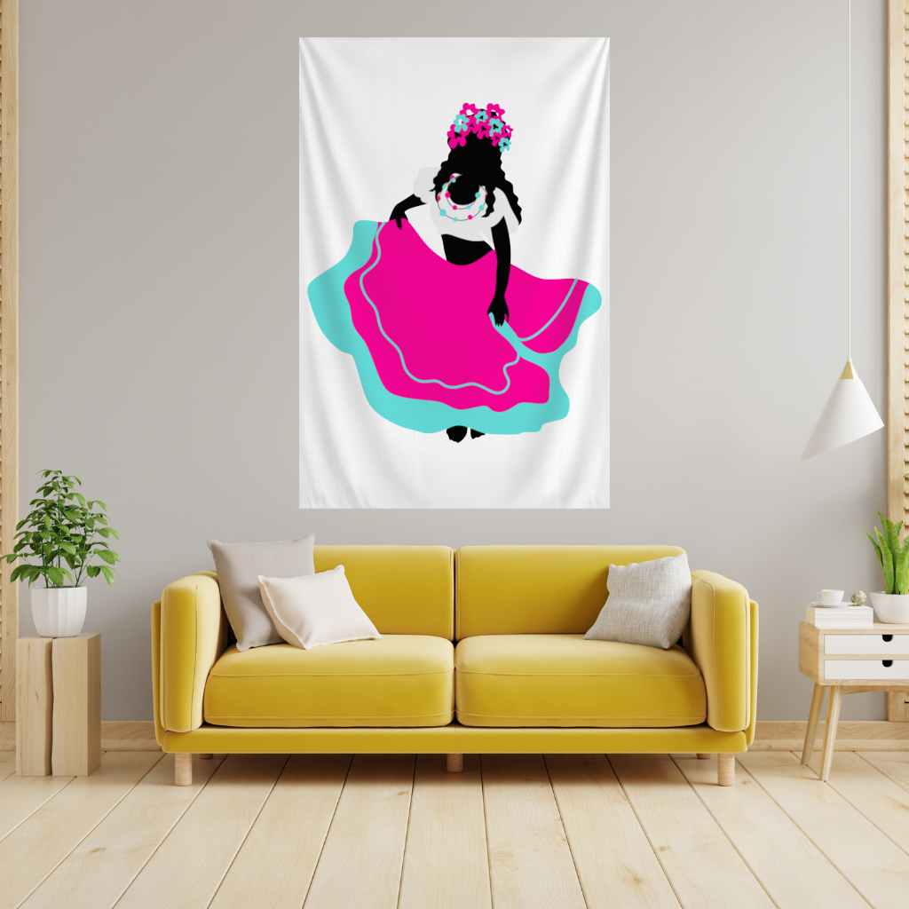 Mexican Folklorico Dancer Silhouette Wall Tapestry