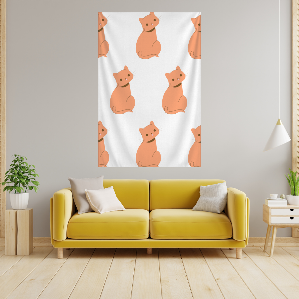 Kawaii Orange Cat Blep Wall Tapestry