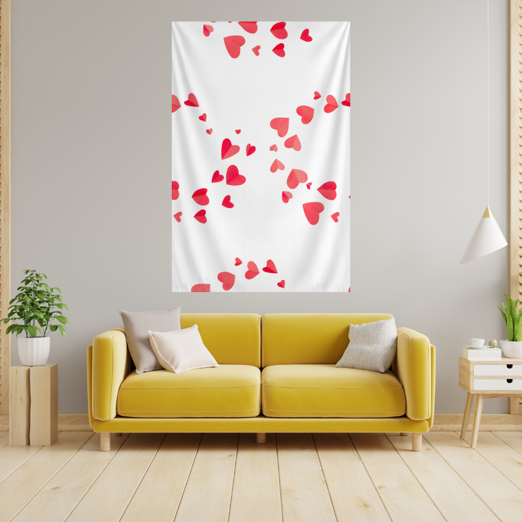 Red Hearts Frame Design Wall Tapestry