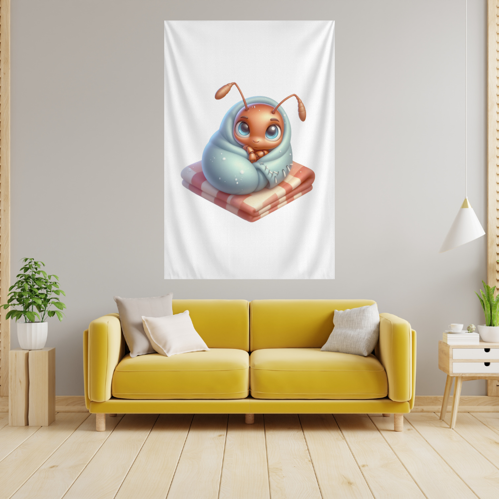 Kawaii Baby Ant Wrapped in Blanket Wall Tapestry