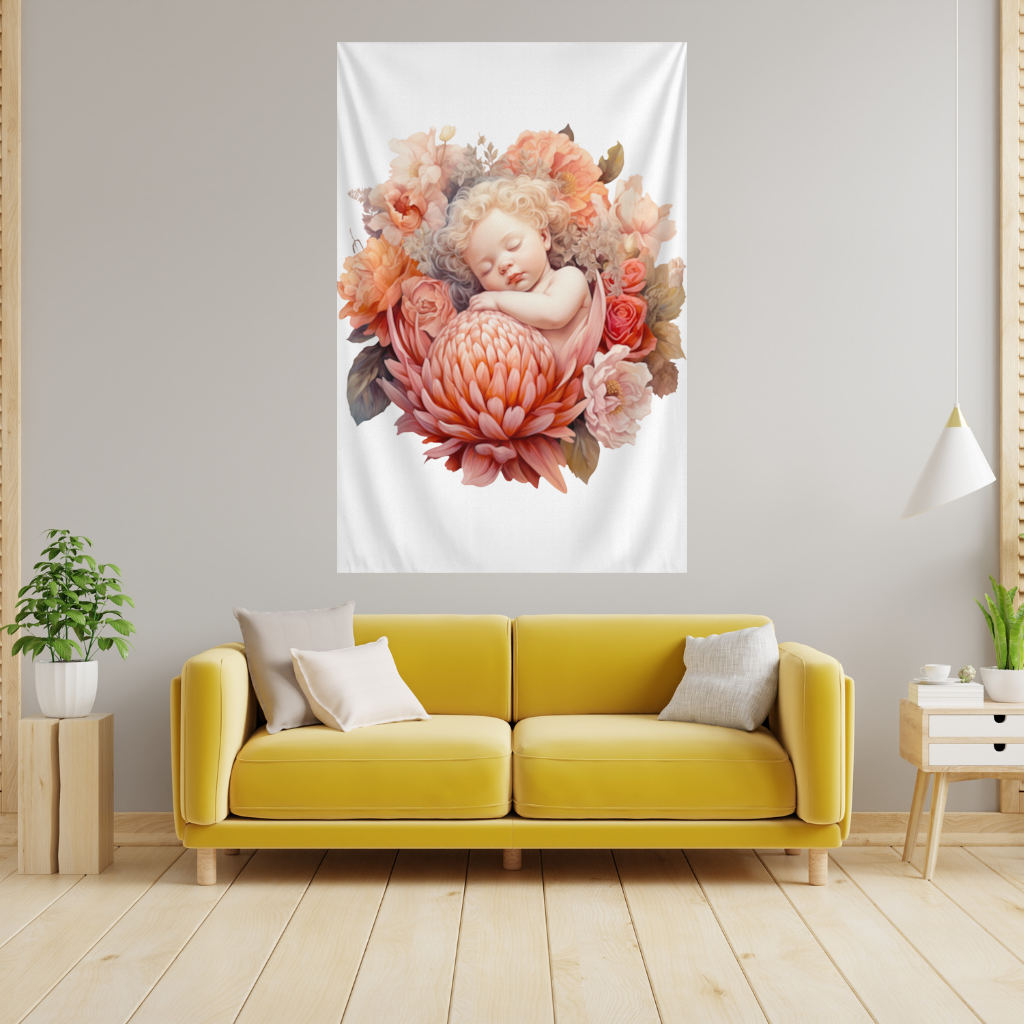Ethereal Cottagecore Sleeping Baby Wall Tapestry