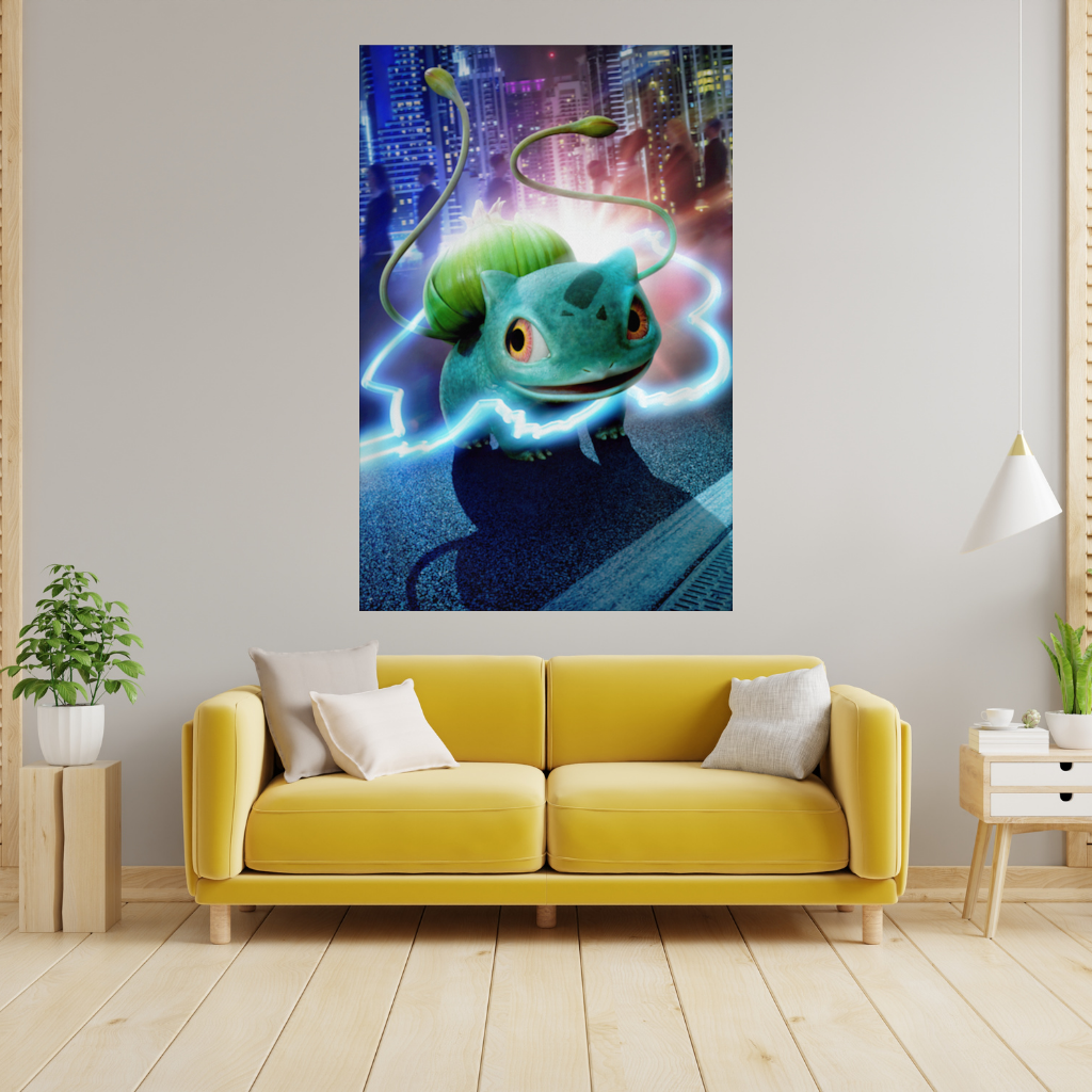 Gece Şehrinde Parlayan Neon Canavar Duvar Örtüsü