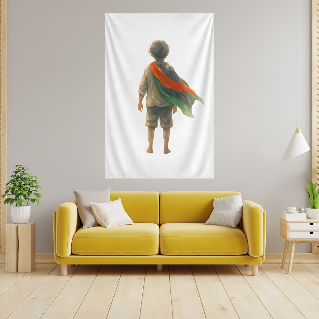 Dünyaya Arkasını Dönmüş Filistinli Çocuk Duvar Örtüsü