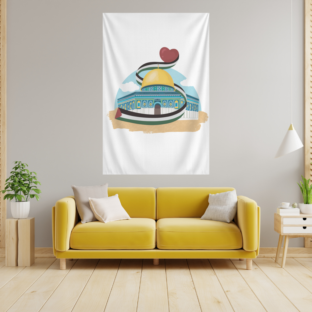 Filistin Bayraklı Kubbet-üs Sahra ve Kalp Duvar Örtüsü