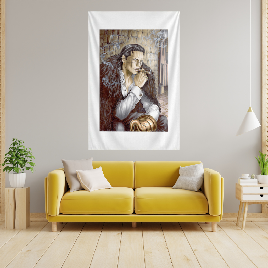 Mysterious Mafia Boss with Gold Hook Wall Tapestry