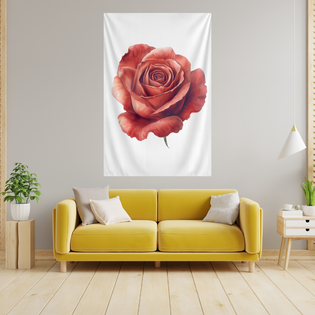 Crimson Red Rose Wall Tapestry