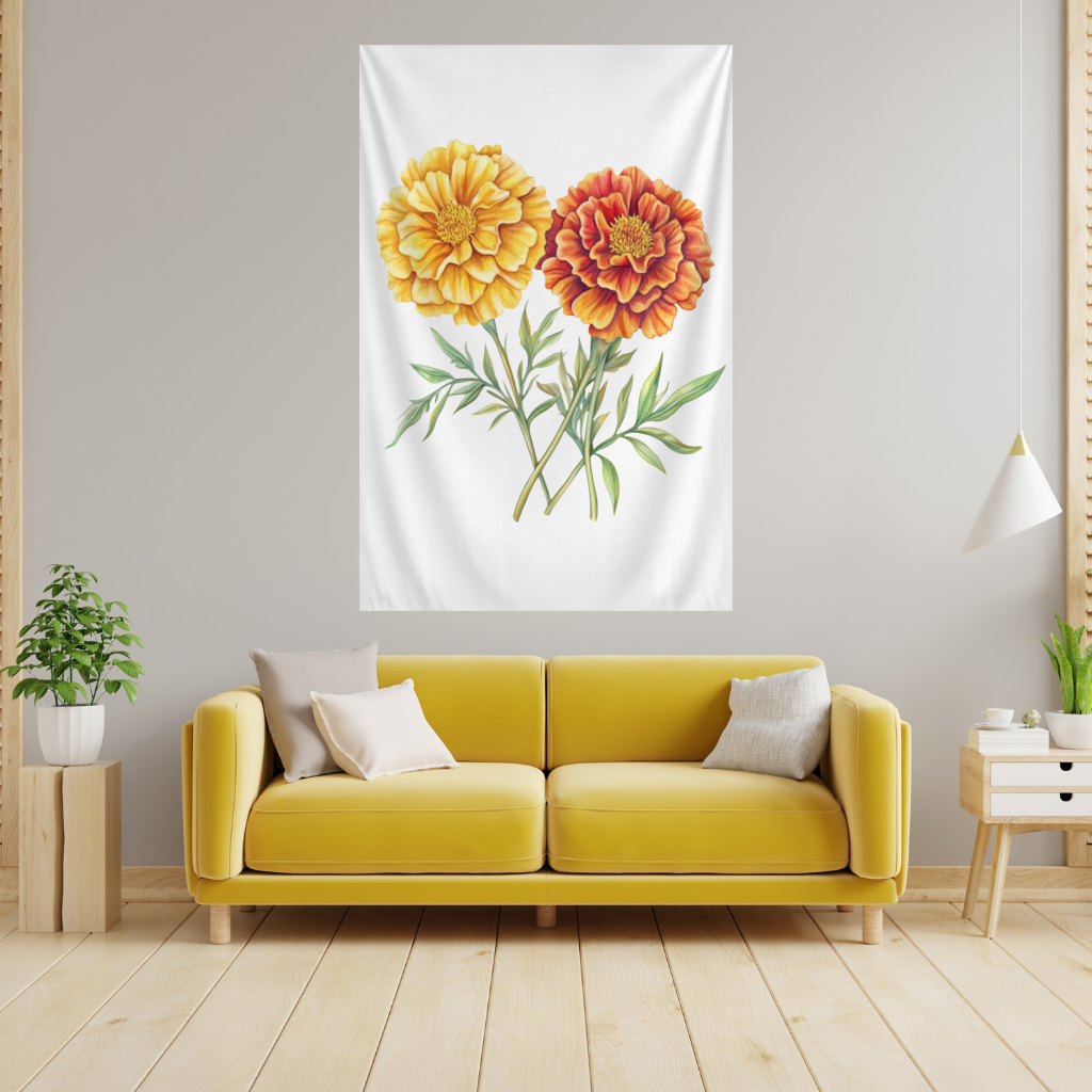Botanical Yellow Orange Marigold 
