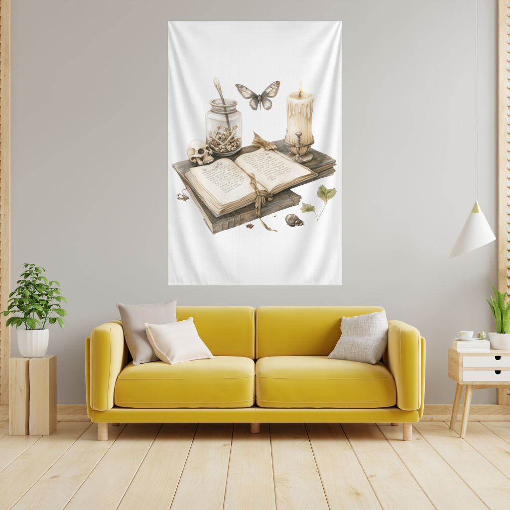 Vintage Dark Academia Grimoire Wall Tapestry