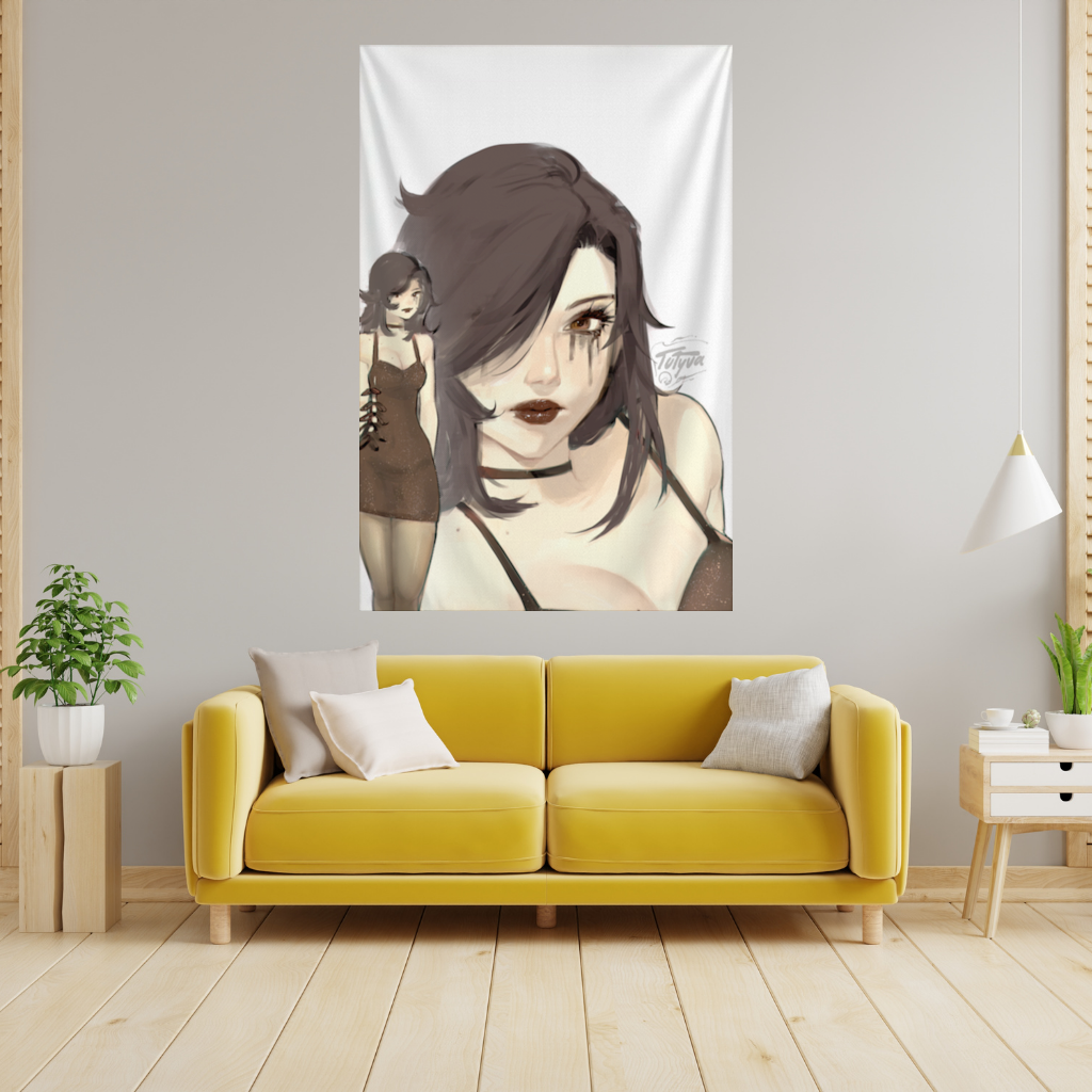 Goth Anime Girl Wall Tapestry