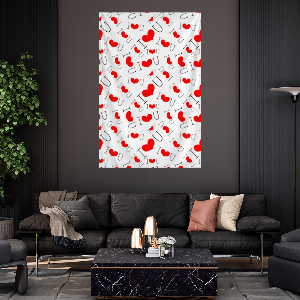 Valentines Day I Love You Heart Pattern Romantic Design Wall Tapestry