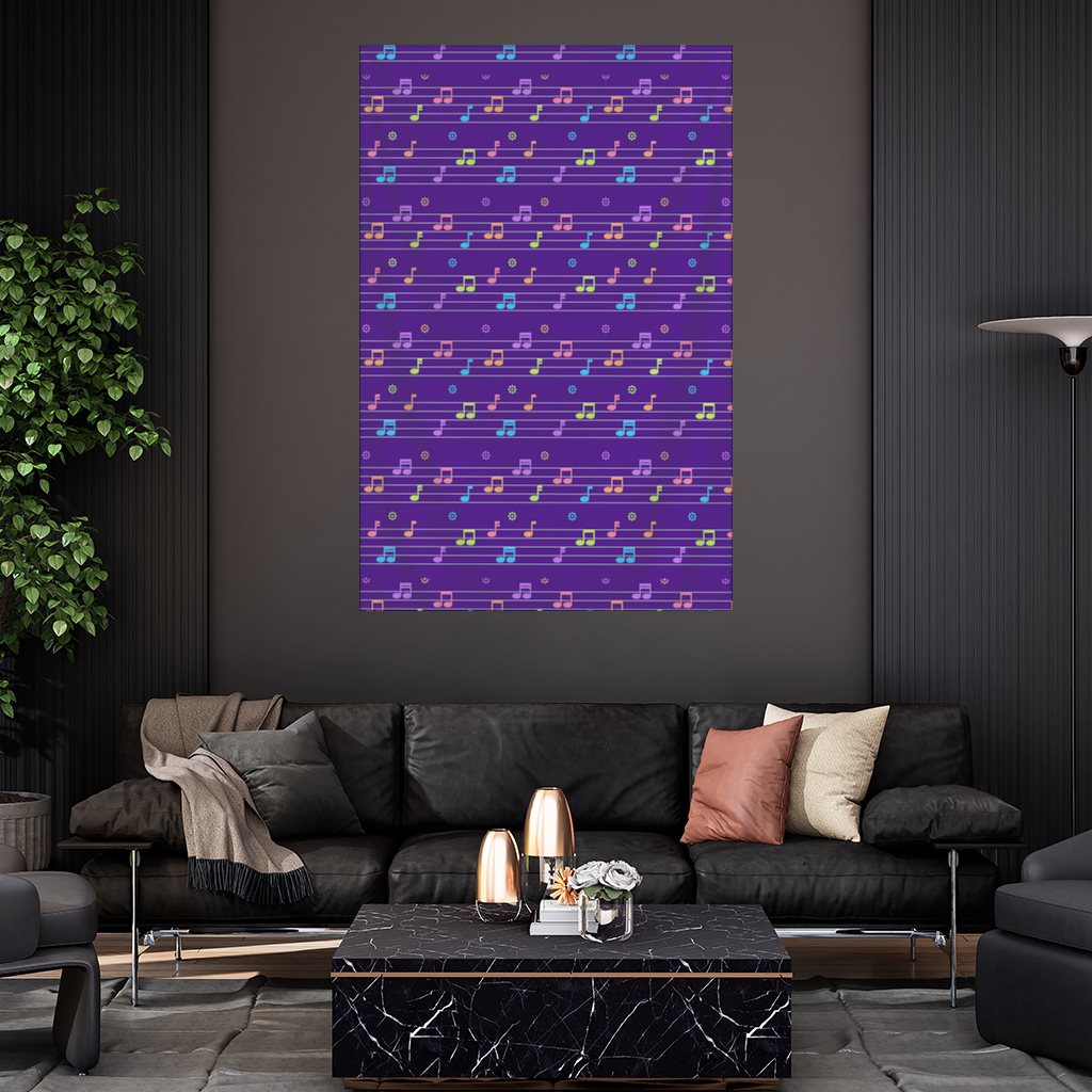 Colorful Music Notes and Modern Rhythm Seamless Pattern Wall Tapestry