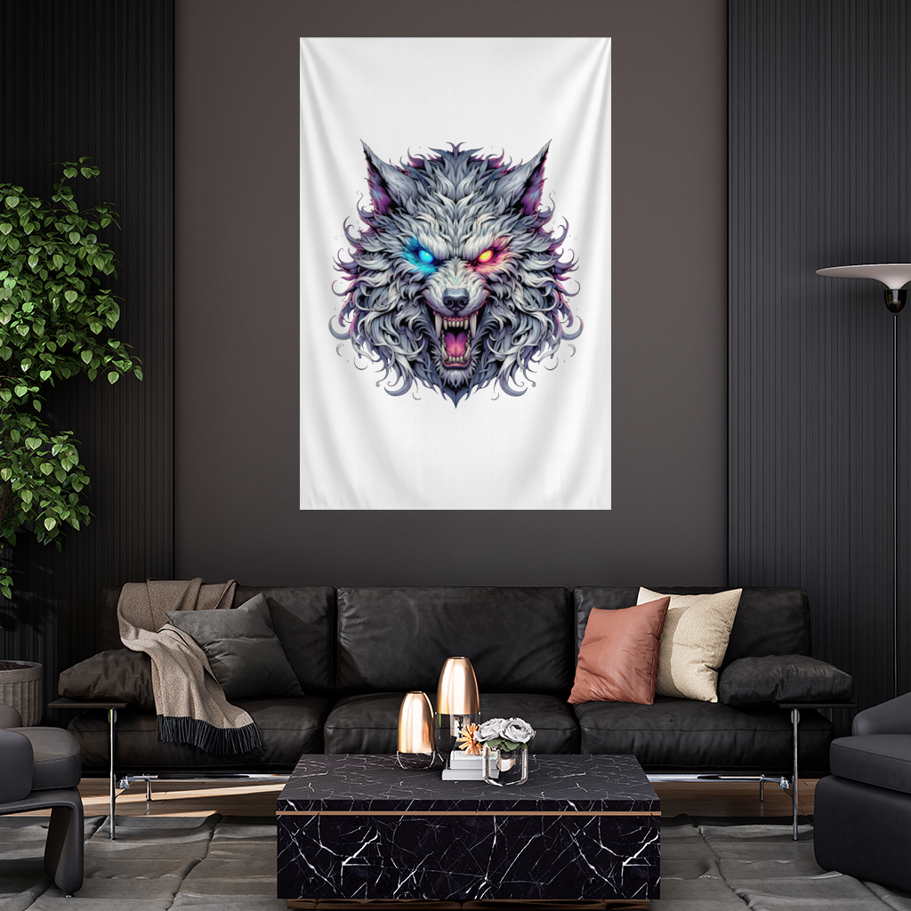 Fierce Wolf Head Illustration Heterochromia Eyes, Savage Wolf 
