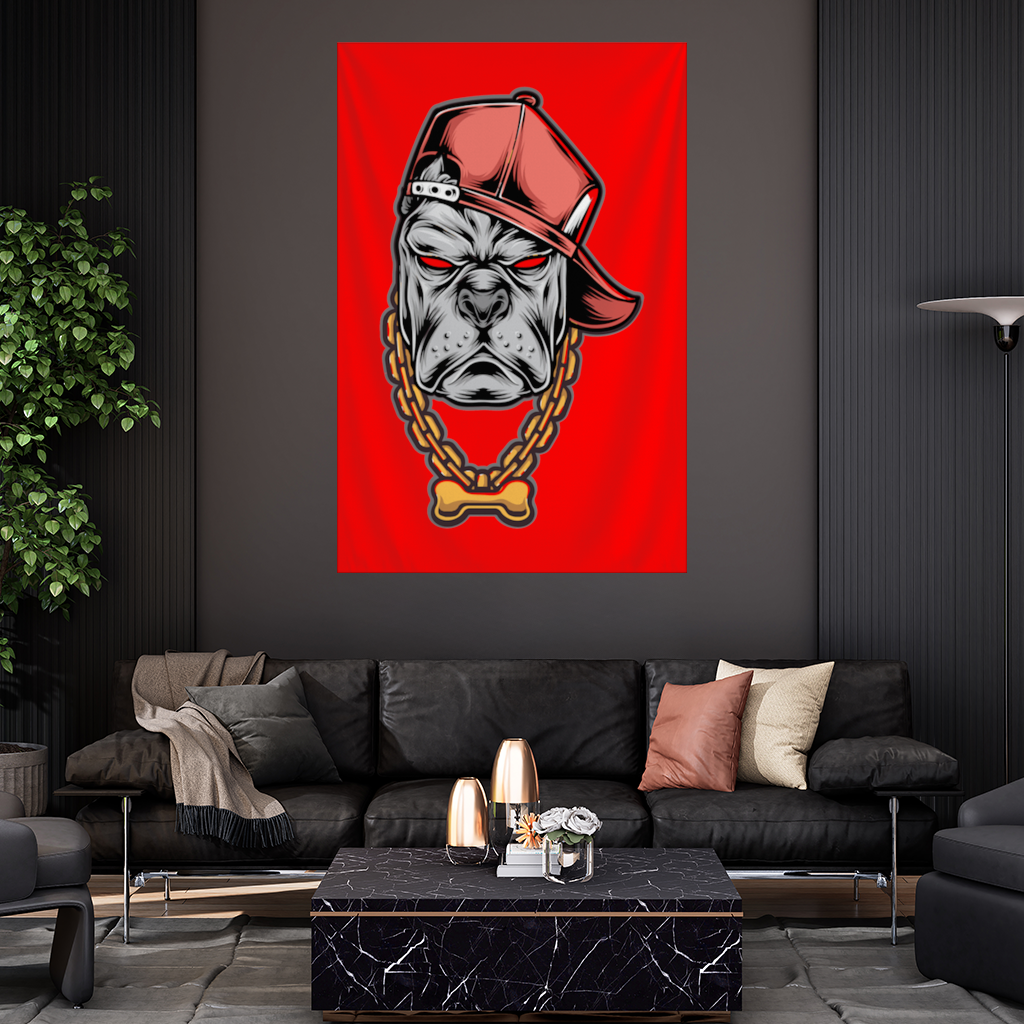 Hip Hop Style Gangster Dog Illustration Wall Tapestry