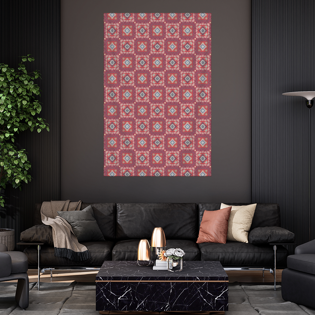 Traditional Kilim Inspired Red Ethnic Geometric Pattern 