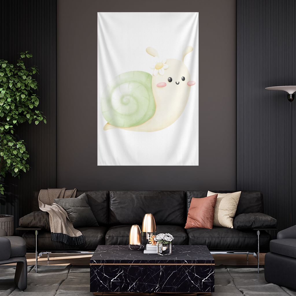 Cute Snail Illustration Wall Tapestry