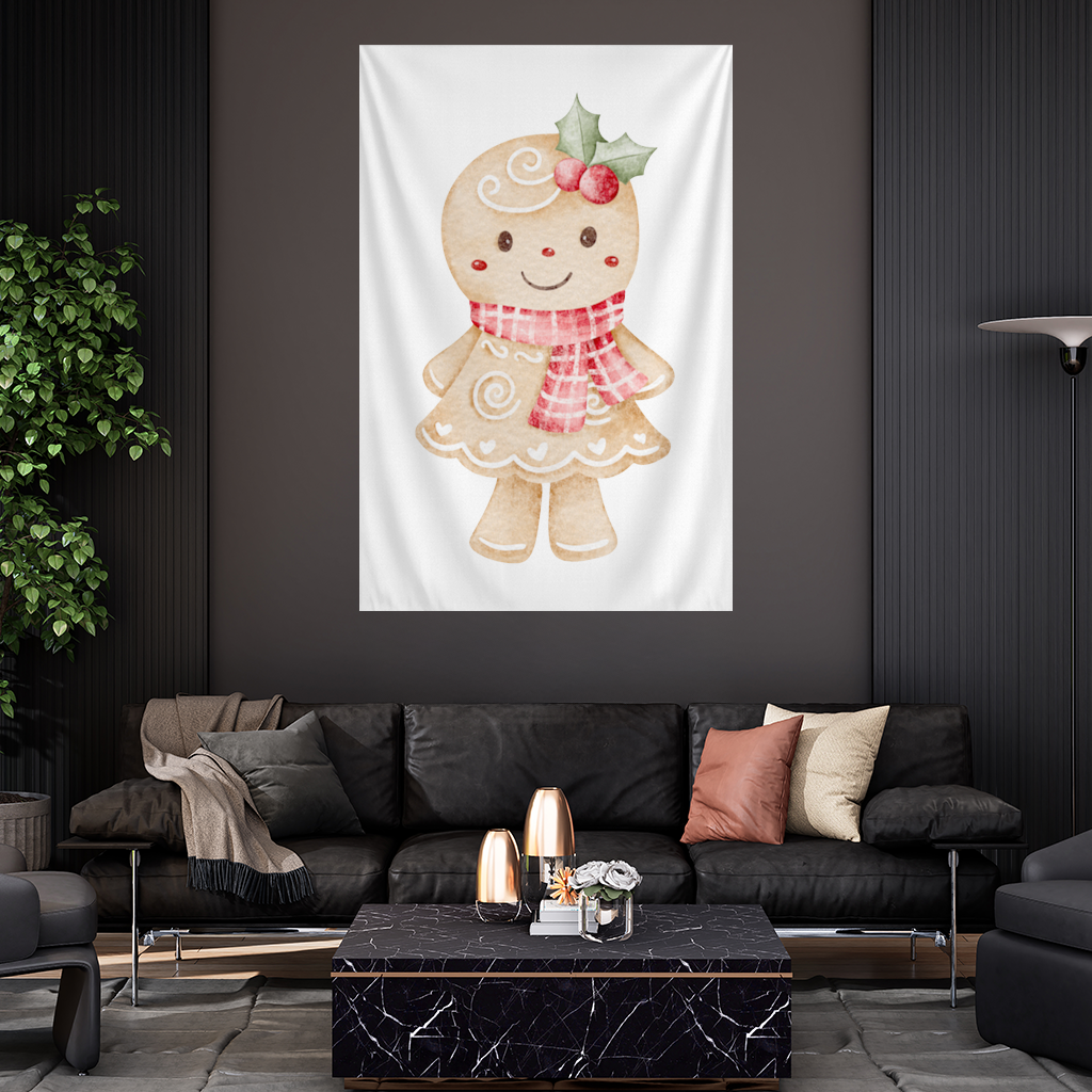 Cute Gingerbread Cookie Character Wall Tapestry
